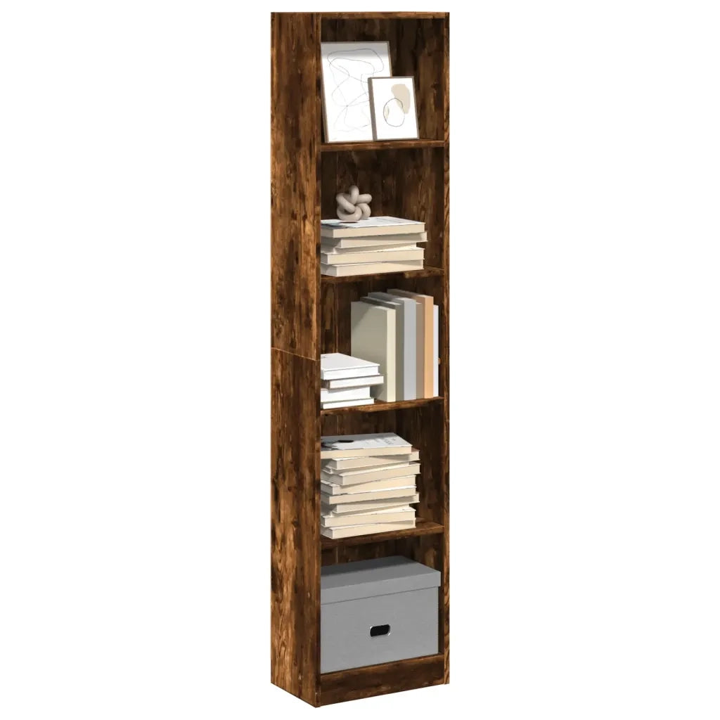 Libreria-Scaffale per Libri-Mobile di Stoccaggio Rovere Fumo 40x24x176 cm in Legno Multistrato