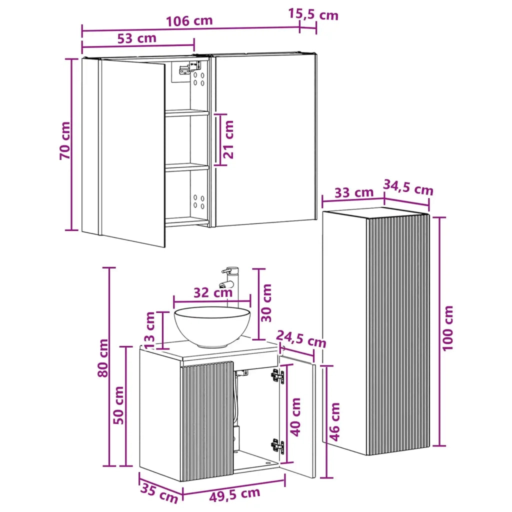 Set di mobili per il bagno 4 pcs Bianco 3407423