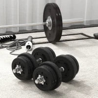 Set Manubri Palestra da 25 kg Totali con 12 Dischi Pesi e 2 Barre da 2 kg, Nero
