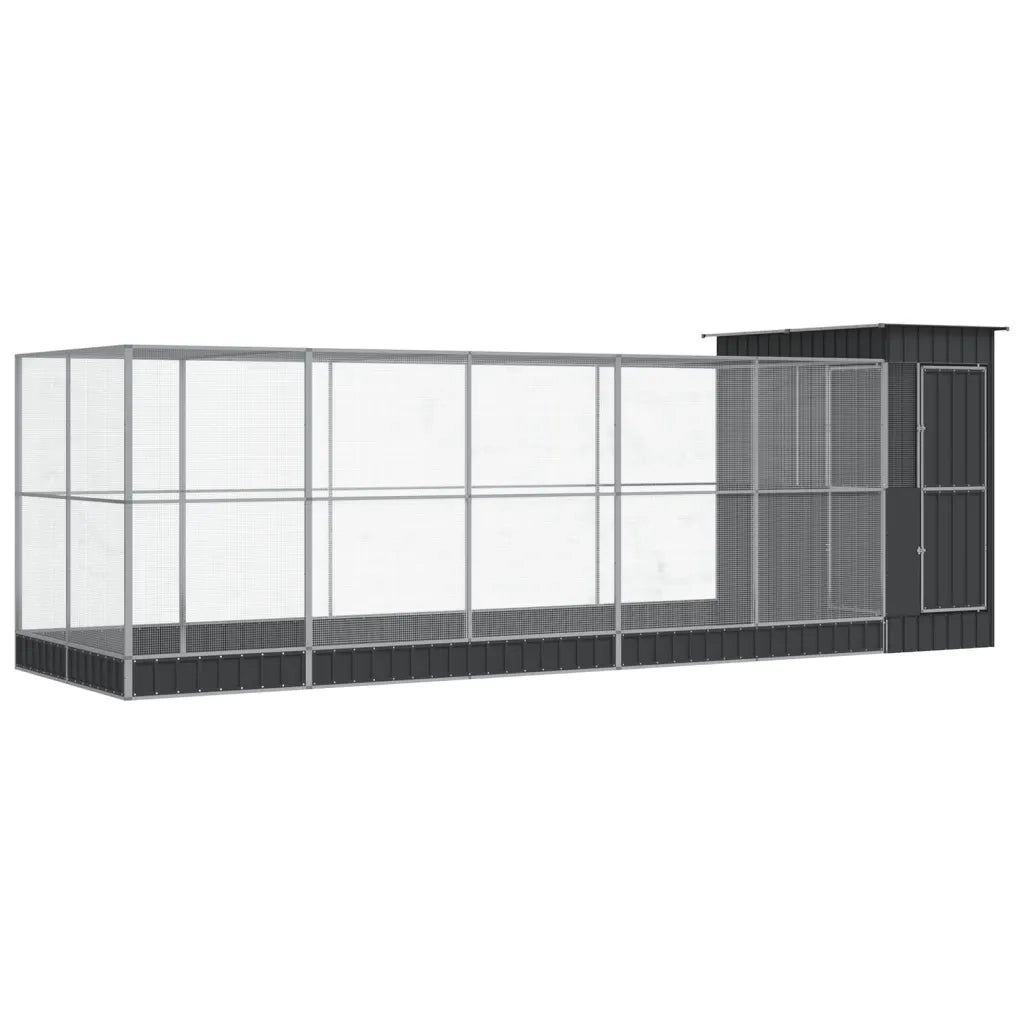 Voliera con Estensione Argento 623x203x216 cm in Acciaio