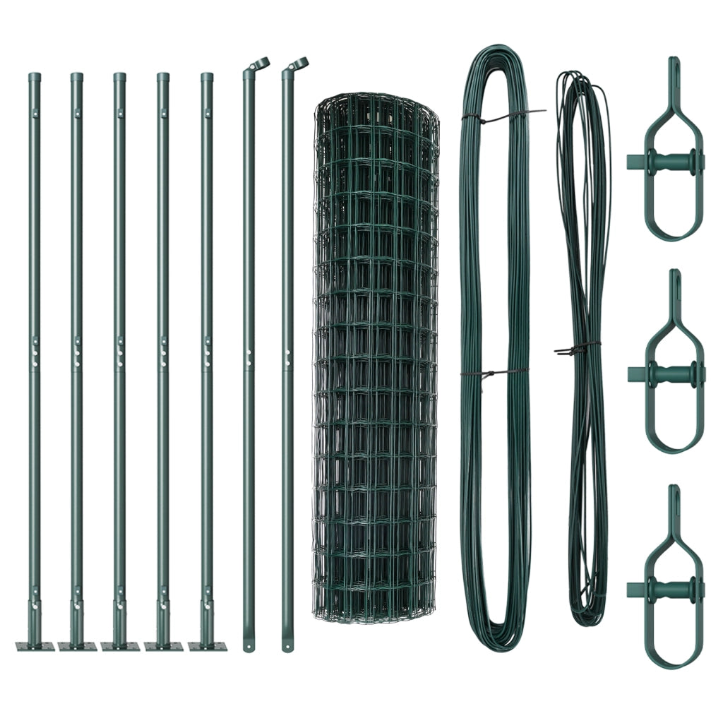 Recinzione Euro con 7 post a flangia 1,2x10 m acciaio zincato
