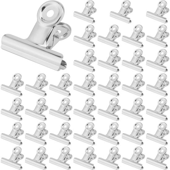 Clip per Documenti/Foto - 50 mm - 40 pezzi - Acciaio Inossidabile - Klemme in Argento - Per Ospitare Documenti/Foto - Duraturo e Solido - Paperclip