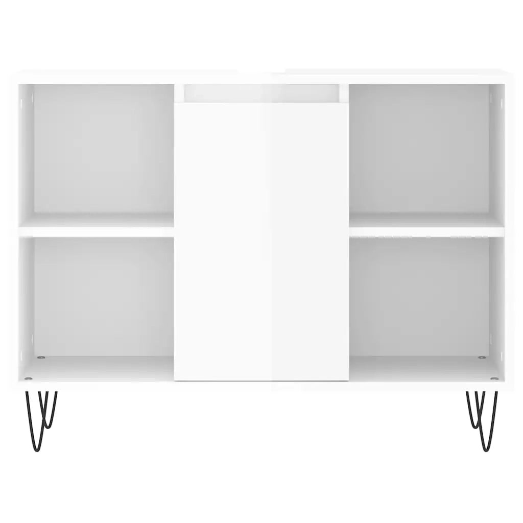 Armadietto Bagno Bianco Lucido 80x33x60cm in Legno Multistrato 831630