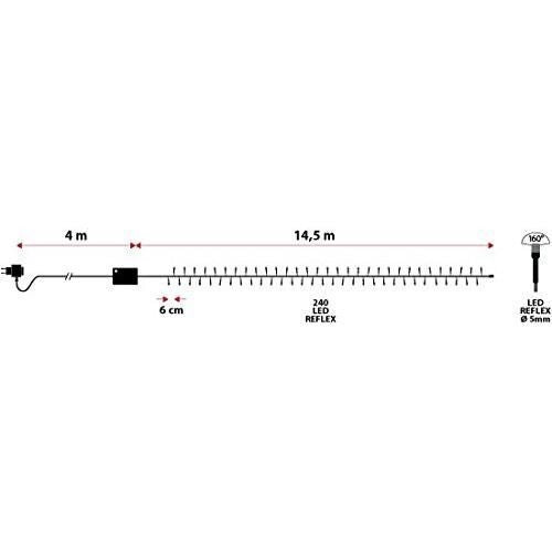 Luci di Natale Catena Lineare 240 Led Multicolore 14,5mt con 8 giochi di luce
