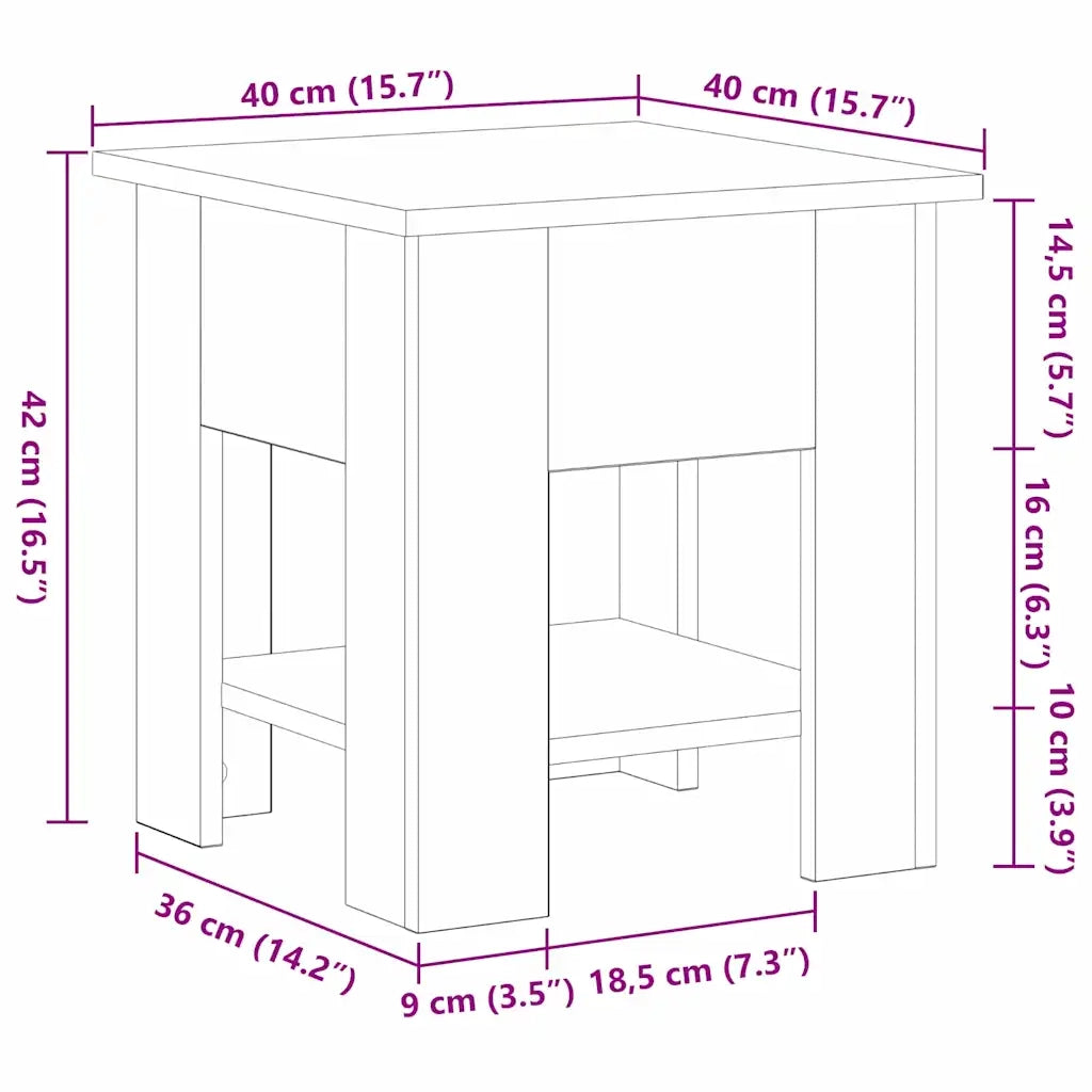 Tavolino da salotto Rovere Nero 40 x 40 x 42 cm 862712