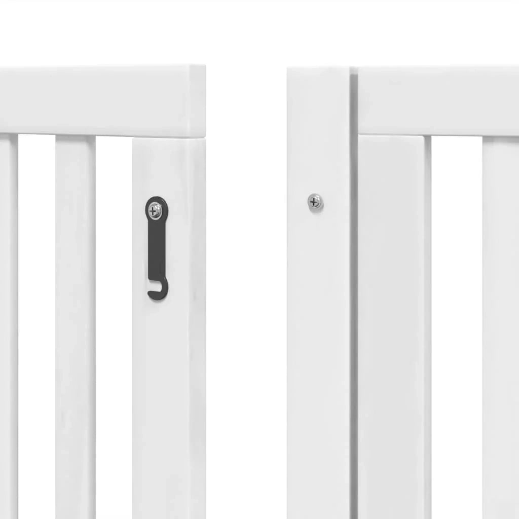 Cancelletto di sicurezza per animali domestici porta pieghevole 8 pannelli legno di pioppo bianco 02_0023263