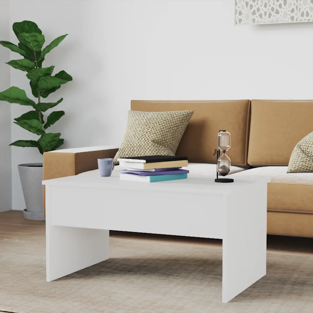 Tavolino Bianco Lucido 80x50,5x41,5 cm in Legno Multistrato cod mxl 11863