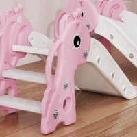 Scivolo bambini 3-in-1 a forma di giraffa con canestro e pallone, 106×51,5×52 cm, Rosa