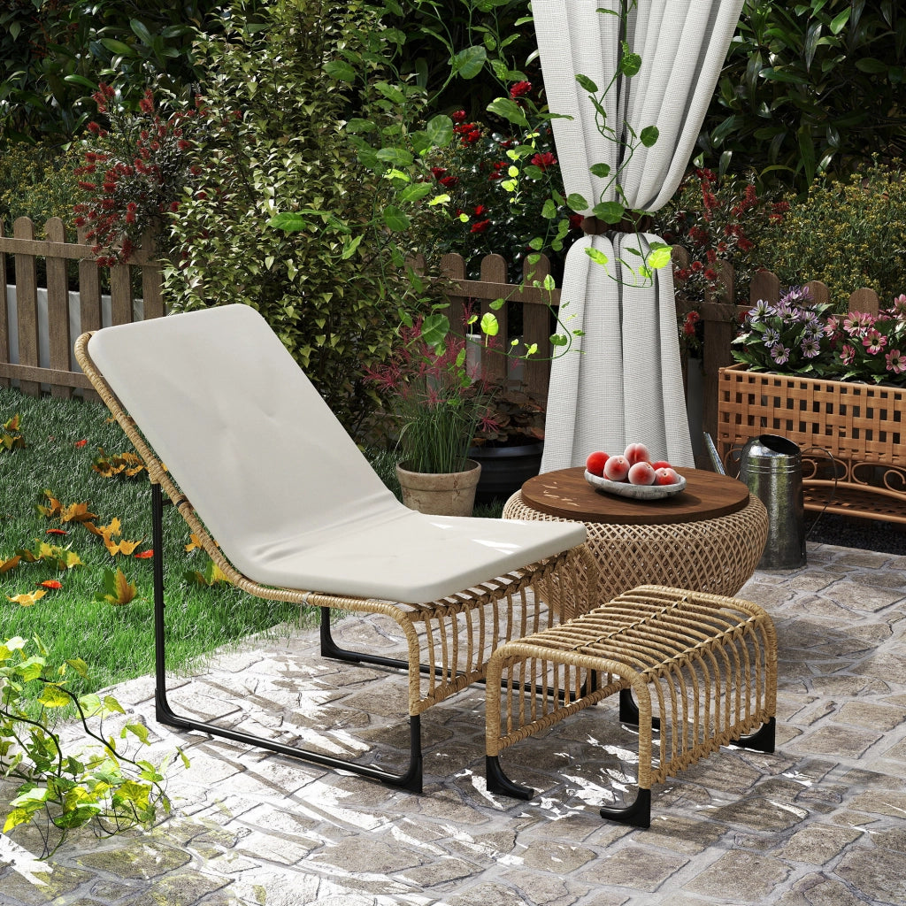 Poltrona relax con poggiapiedi in rattan per esterno ¨C zephmum ¨C 65x93x80 cm
