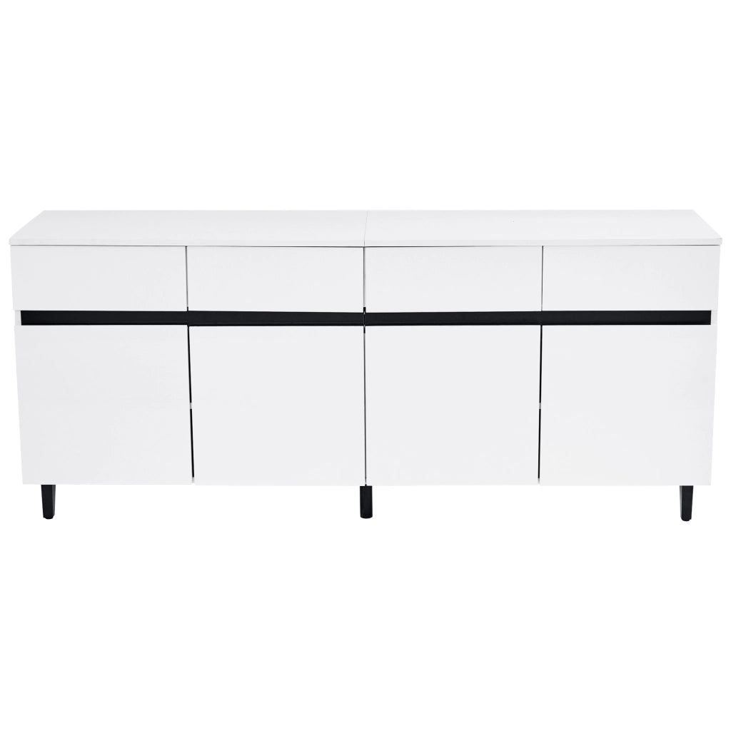 Sideboard Highboard lucido con 4 cassetti, 2 ante e ripiani regolabili in altezza