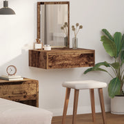 Tavolo da toeletta a muro in legno invecchiato 60x40x70 cm