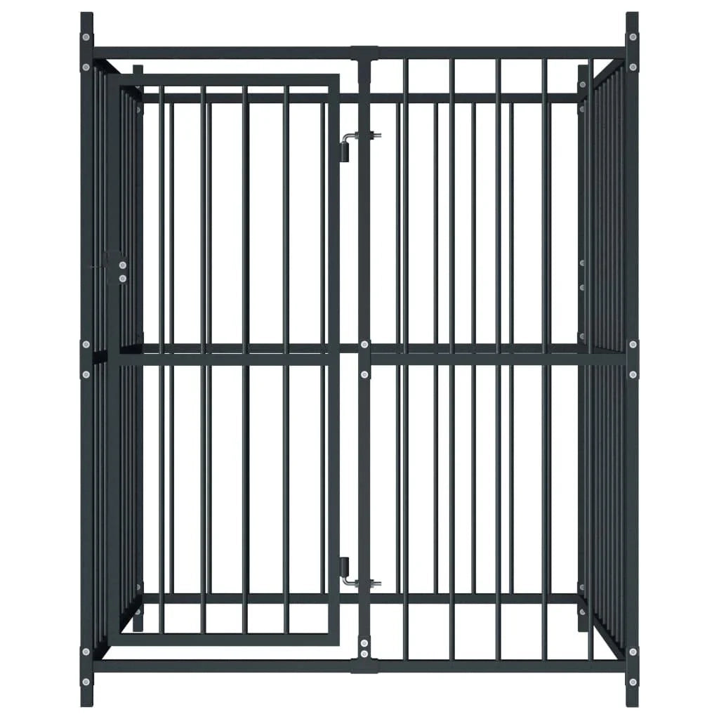 Recinto per animali da esterno per cani 120 x 120 x 150 cm nero 02_0000461