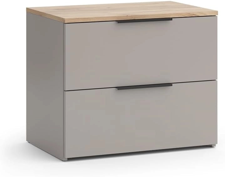 Cassettiera Wido, Bianco/Sonoma, 60 x 50 cm con 2 cassetti, per riporre abiti e oggetti di uso quotidiano