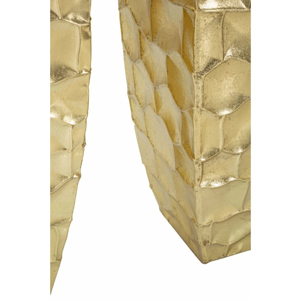 Set di 3 Vasi Decorativi VKH421, Oro, Metallo, 38x38x94 cm
