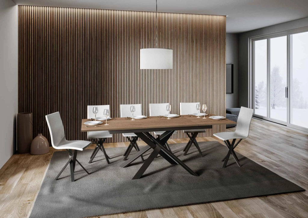 Tavolo Allungabile 160-220x90x74 cm Ganty piano Quercia Naturale bordo in tinta