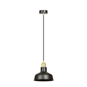 Sospensione Industrial 1 Luce Dhanapati Acciaio Nero Con Elementi In Oro