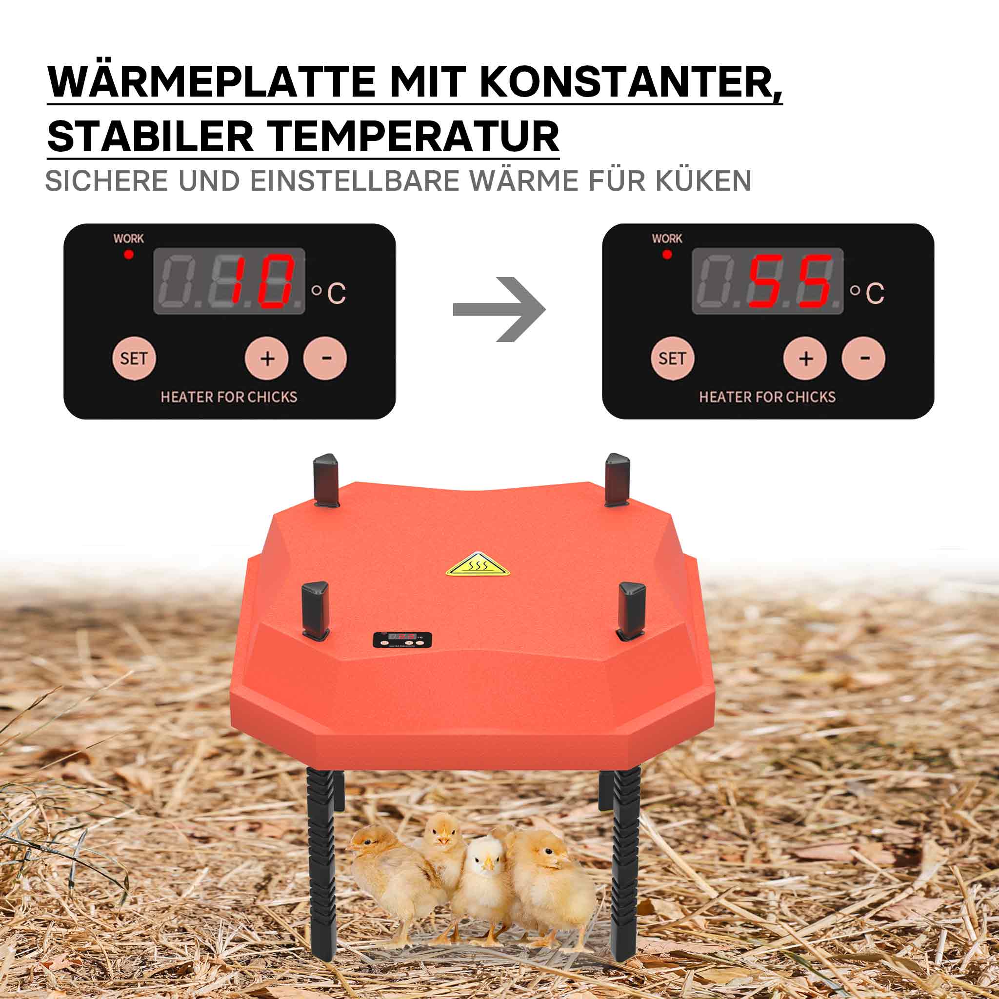 Fudajo Chioccia artificiale 25x25cm 30W Piastra termica per 15-20 pulcini, temperatura regolabile