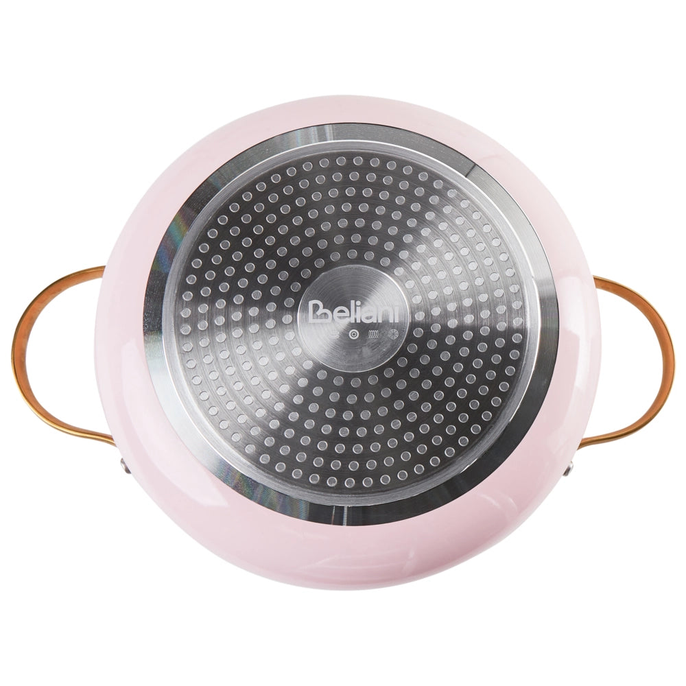 Set da cucina 7 pezzi e dimensioni con rivestimento in ceramica antiaderente in alluminio rosa