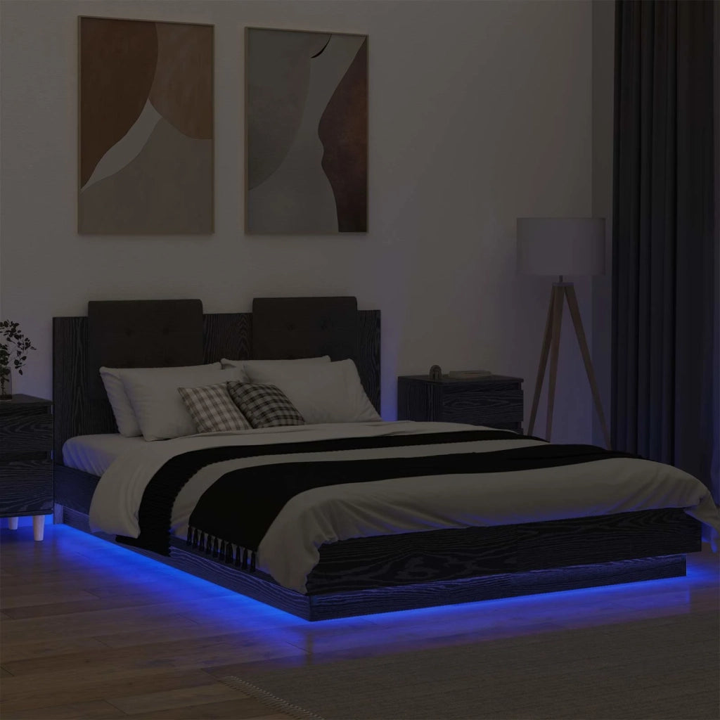 Struttura letto con testata Rovere Nero 120 x 200 cm