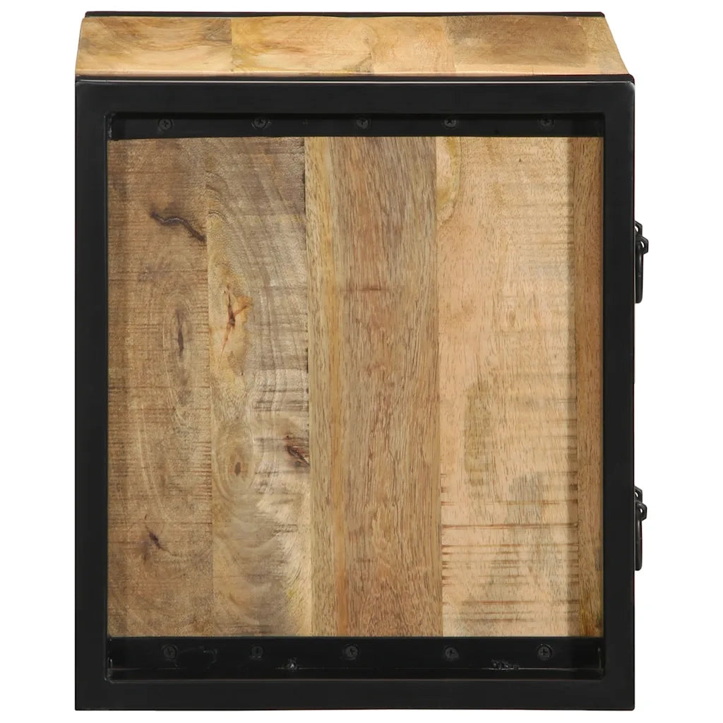 Comodino-Tavolino da notte 40x35x40 cm in Legno Grezzo Massello di Mango 689523
