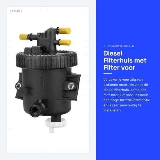Filtro per Diesel Alta Prestazione - Casa Filtro - Adatto per 206/306/307 - Resistente alla Corrosione - Duraturo - Facile da Utilizzare - Filtro del Carburante