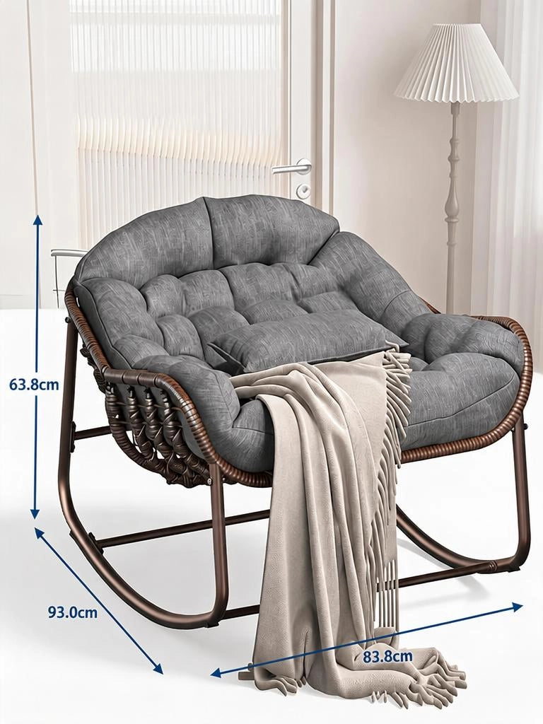 Sedia a Dondolo Papasan Egg da Esterno e Interno in Rattan PE e Acciaio, 205kg