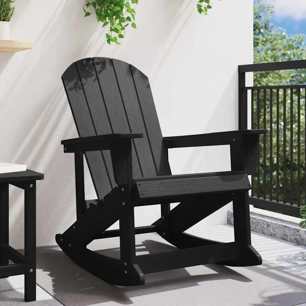 Poltrona a dondolo-Sedia a dondolo Adirondack Nero HDPE