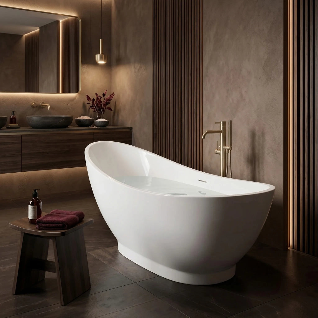 Vasca Da Bagno Freestanding Rea Sorento 180 Copritappo rame spazzolato