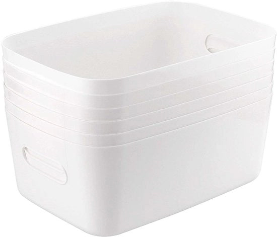 Organizzatore per 6 contenitori 30 x 20 x 12 cm - Contenitori rettangolari - Maniglie - Organizzatore per armadi - Bagno - Ufficio - Contenitori di archiviazione