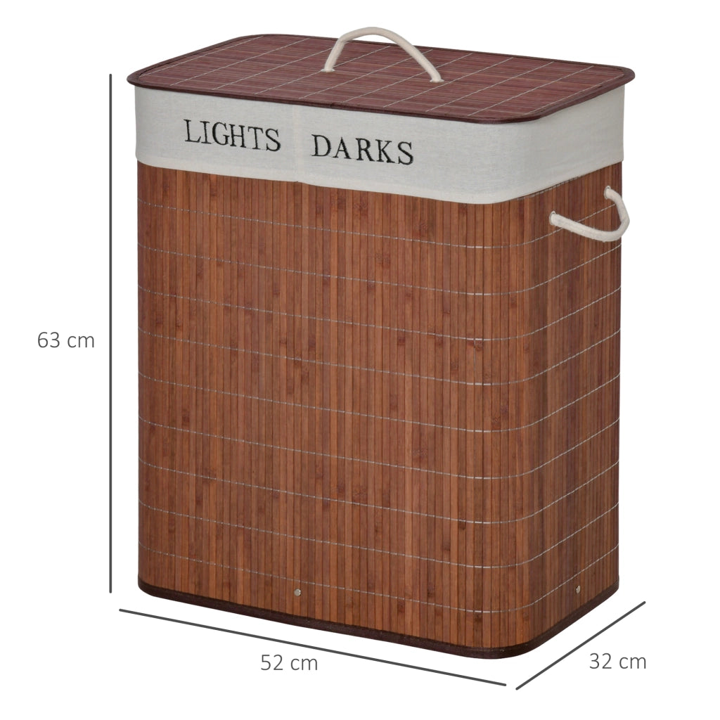 PORTABIANCHERIA 100 L 52x32x63 cm Bambù Marrone con coperchio