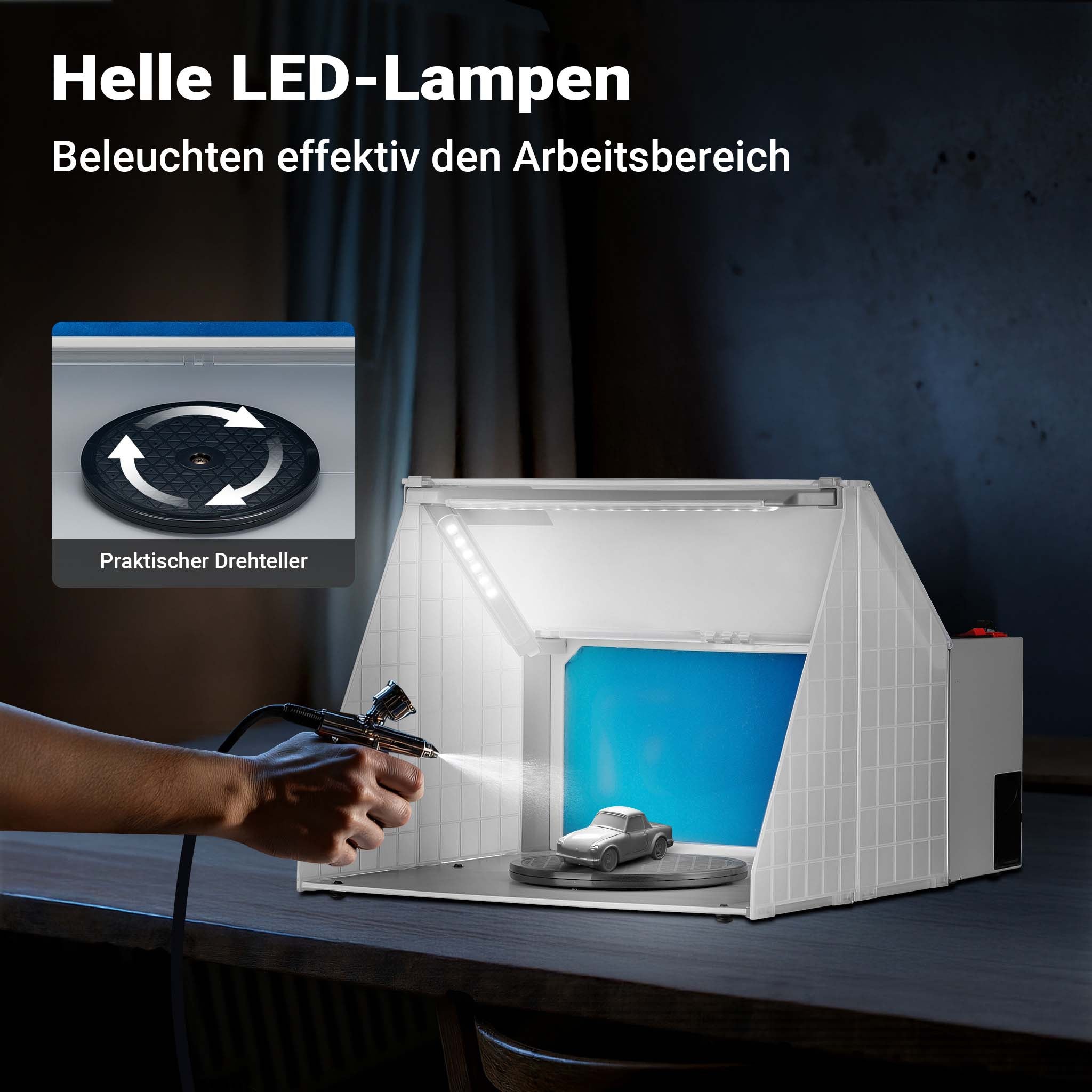 Cabina di aspirazione per verniciatura ad aerografo 4 m³/min Aspiratore Estrattore con luce