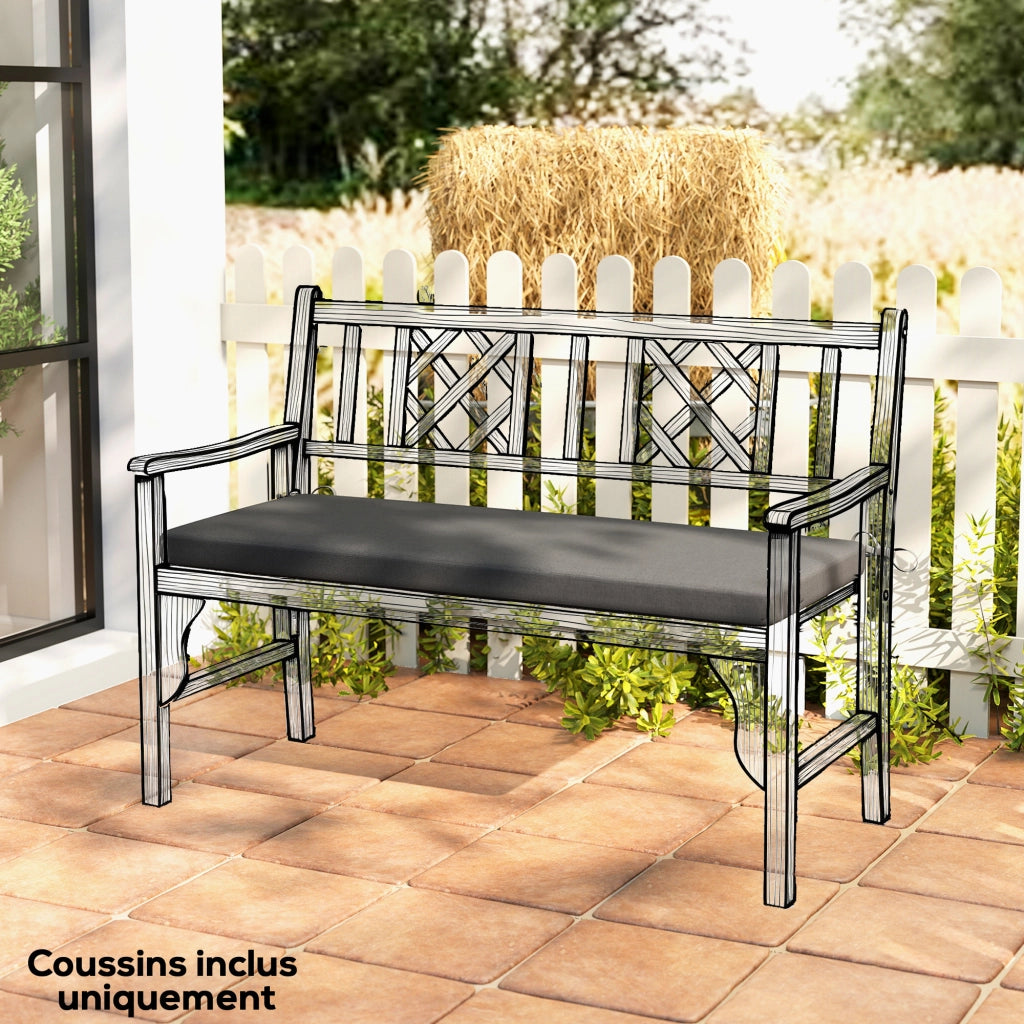 Cuscino per Panchina ¨C zephmum ¨C Grigio Scuro 110x46x6.5 cm
