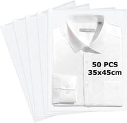 Set di 50 tas di stoccaggio - 40 x 30 cm - Borsa riutilizzabile - Borse di stoccaggio trasparenti - Chiuse con cerniera - Ideali per abbigliamento e accessori