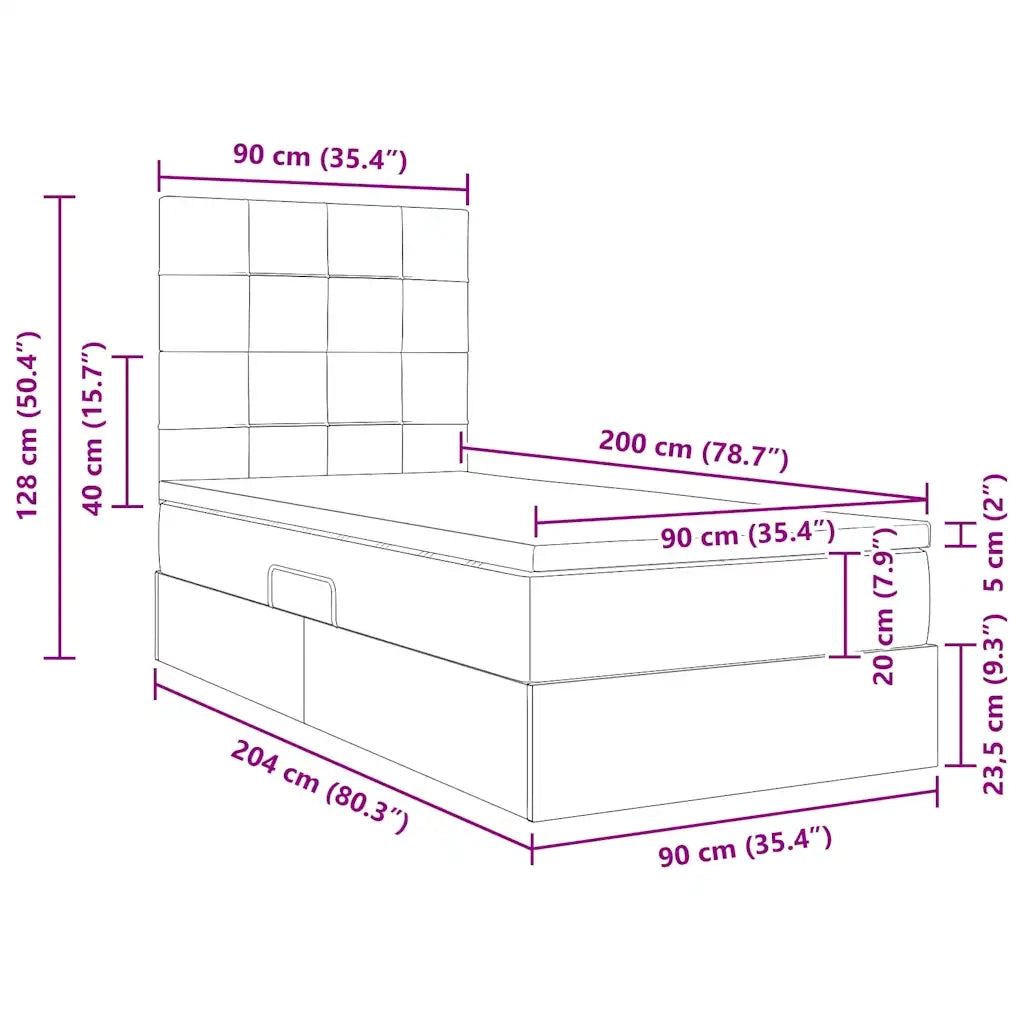 Letto con contenitore e LED con led Blu 90 x 200 cm Poliestere 3372395