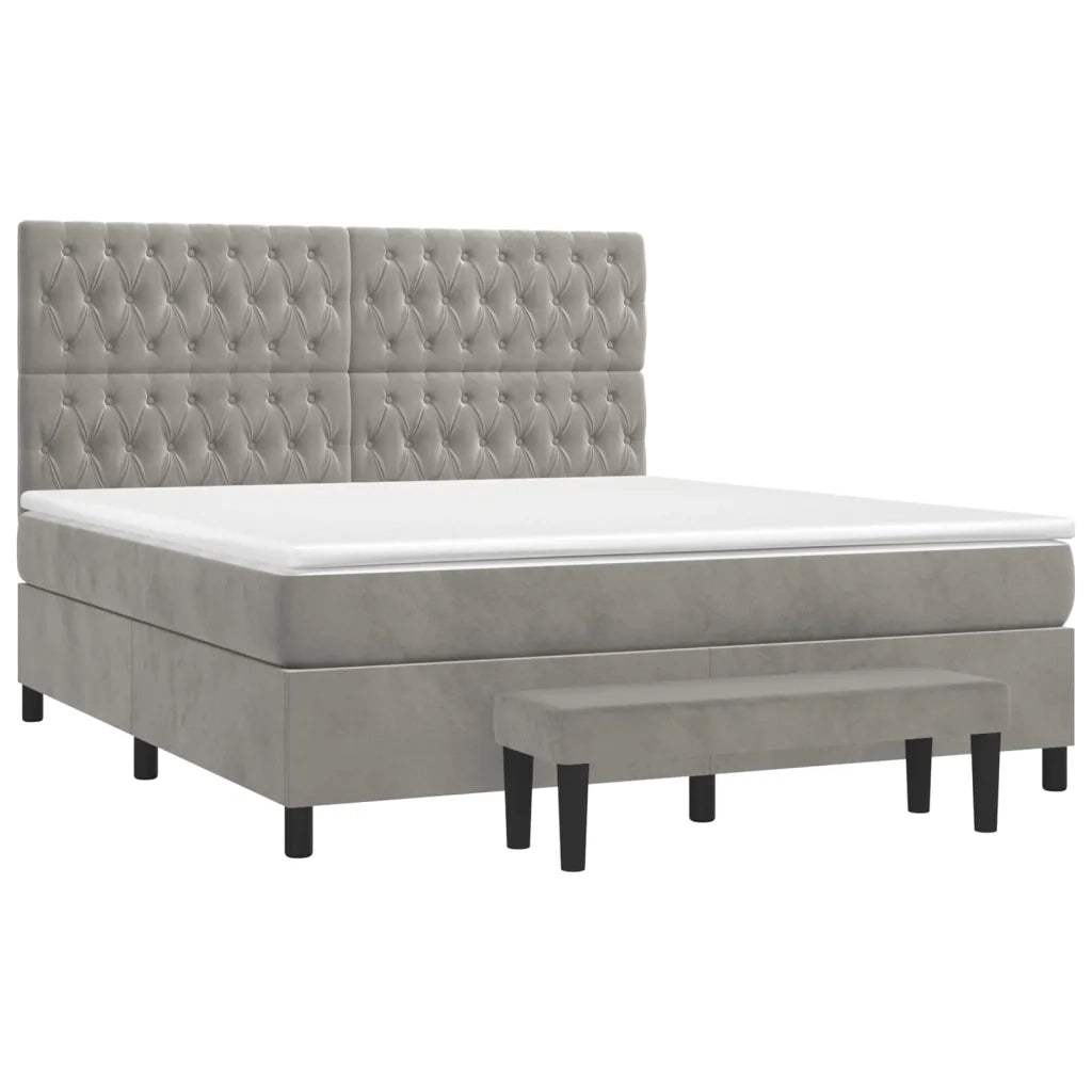 Giroletto a Molle con Materasso Grigio Chiaro 180x200cm Velluto 3138037