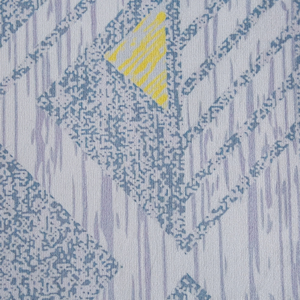 Tappeto grigio con motivo geometrico a pelo corto in poliestere giallo 80 x 150 cm