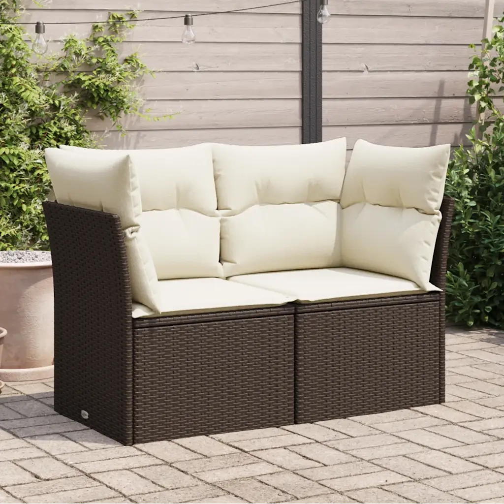 Divano da Giardino a 2 Posti con Cuscini-Sofa da Giardino-Divano da esterno in Polyrattan Marrone 673272