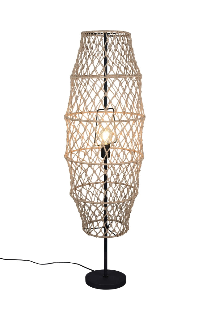 Piantana, canapa e metallo, naturale e nero, H 120 cm, Hive