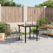 Set da Pranzo da Giardino 3 pz con Cuscini in Polyrattan Grigio 3213617