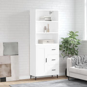Credenza-Buffet-Armadio da cucina Bianca 69,5x34x180 cm in Legno Multistrato 341627
