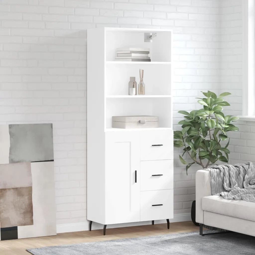 Credenza-Buffet-Armadio da cucina Bianca 69,5x34x180 cm in Legno Multistrato 341627