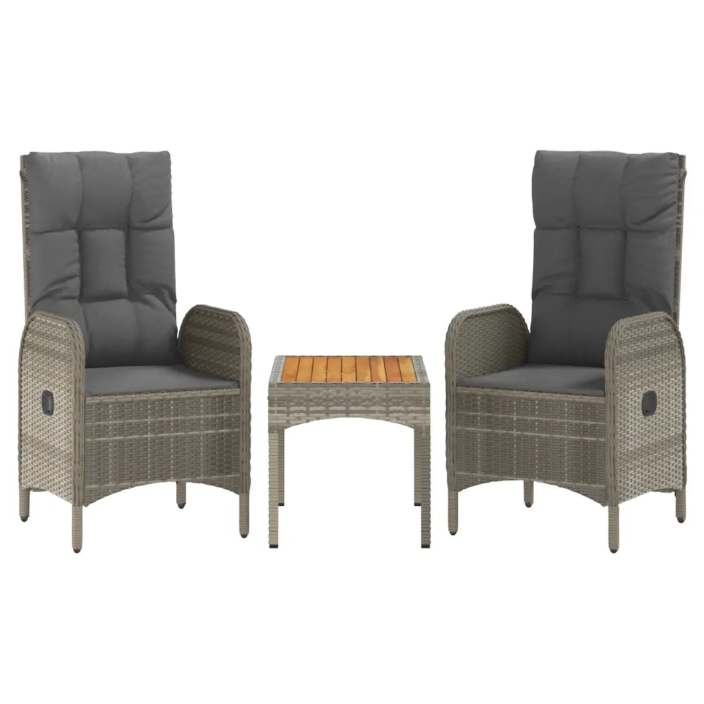 Set Divani da Giardino 3 pz con Cuscini in Polyrattan Grigio cod mxl 39499