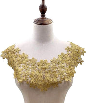 Ghirlande con fiori ricamati - Arte manuale elegante - Oro - Applicazione di bordo - Ideale per abiti da sposa e costumi