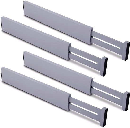 Distributore di carreggiamento utopico, organizzatore di cassetti in bambù grigio, carreggiamento regolabile con molla, adatto per cucina, armadio, bagno, camera da letto, armadio, scrivania, 4-pack