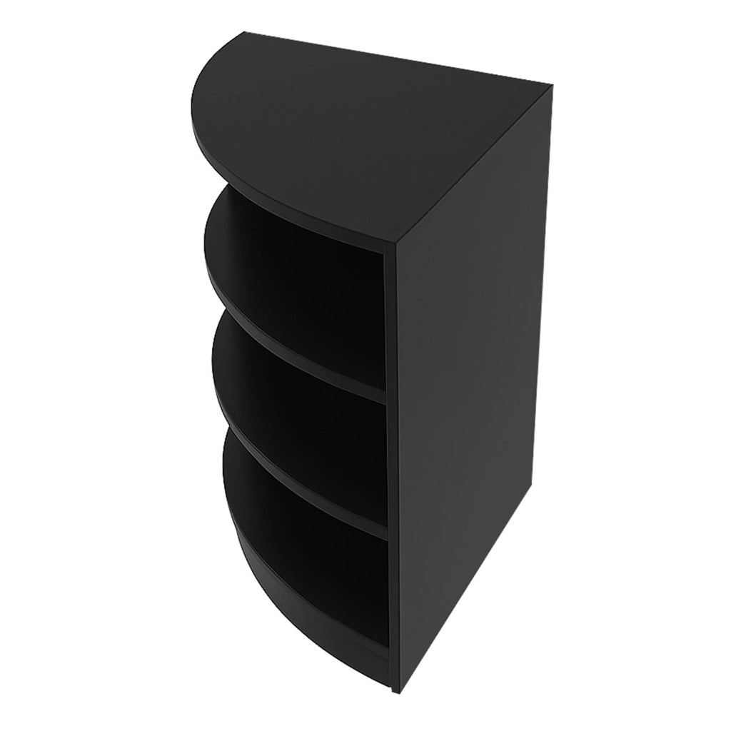 Bancone Angolare da Negozio Nero LM60 con 3 Ripiani Vetrina Espositiva