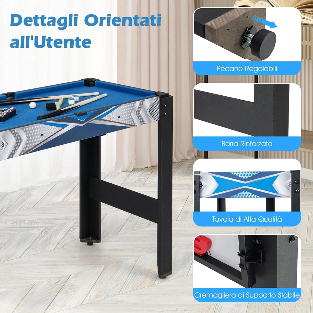 6 in 1 Tavolo da Gioco, Set Multi-Gioco con Basket Biliardo Ping Pong Hockey Shuffleboard Bowling, Tavolo da Gioco Salvaspazio per Feste Sala Giochi Soggiorno