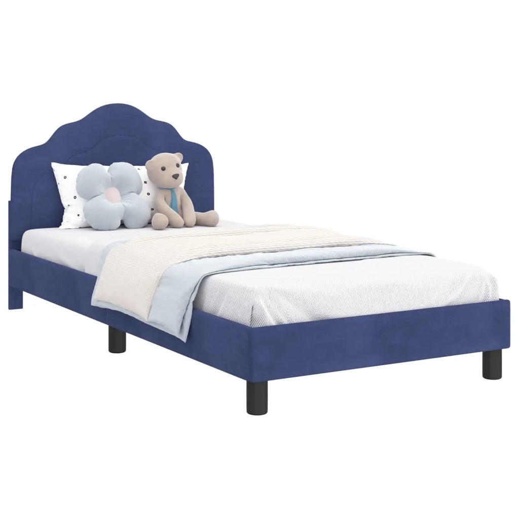 Struttura letto Bambini | Letto Infantile | Lettino con testata Blu Polizia 90 x 200 cm