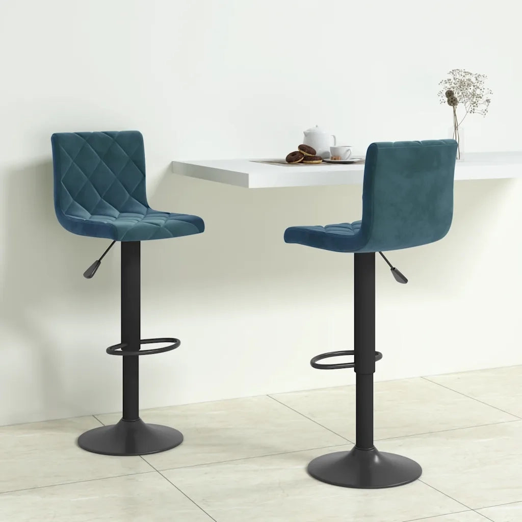 vidaXL Sgabelli da Bar 2 pz Blu in Velluto