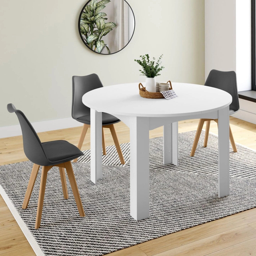 DONA mesa de comedor redonda extensible 4-8 personas blanco 110-150 cm