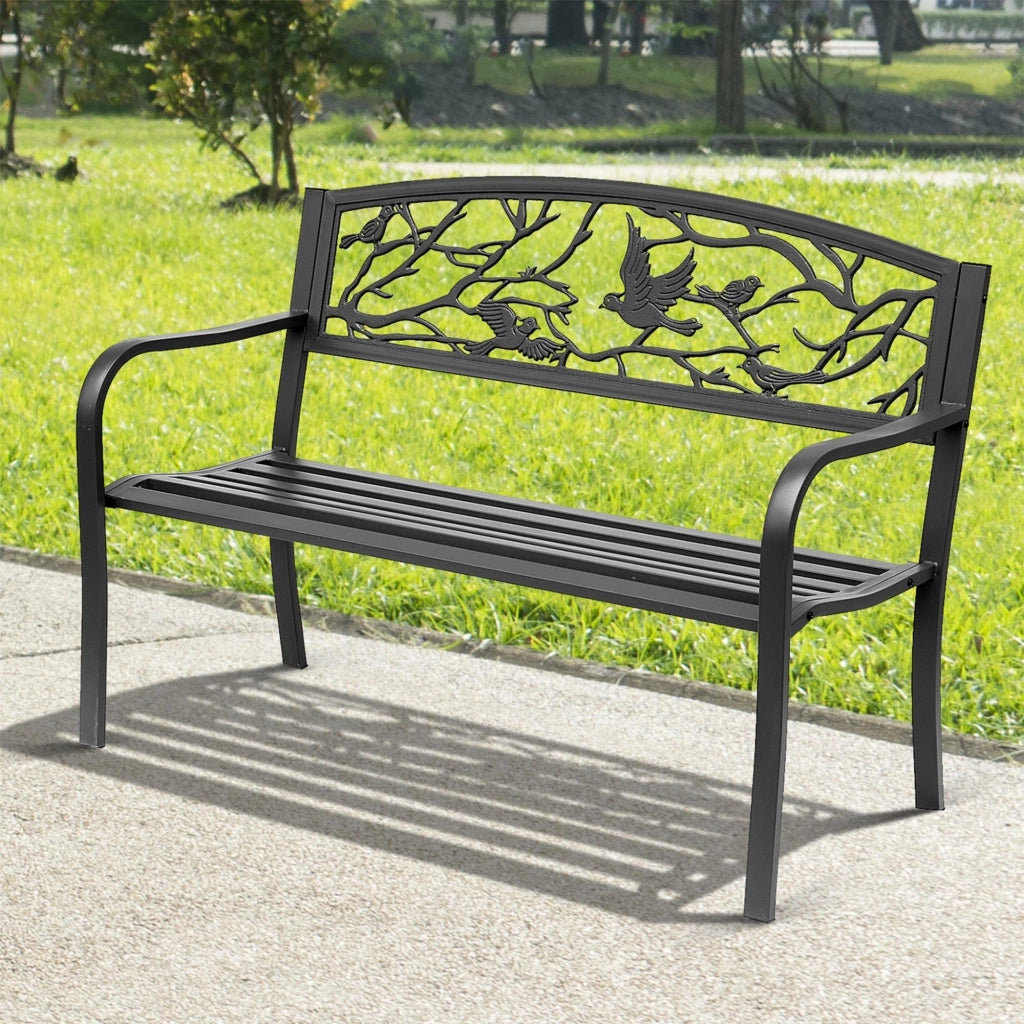 Panchina da giardino 2 posti per esterno balcone patio e terrazza design rustico chic robusta e pratica 127 x 60 x 85 cm